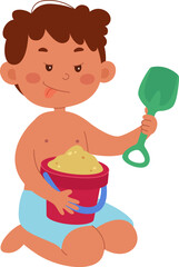 Happy boy play with sand