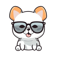 Naklejka premium Cute Dog wearing sunglasses Stickers.Generative Ai