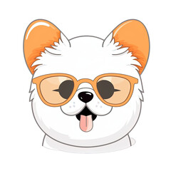 Naklejka premium Cute Dog wearing sunglasses Stickers.Generative Ai