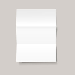 Vector realistic sheet of folded paper on transparent background.