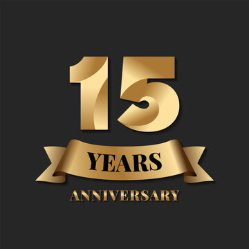 15th Anniversary logo with an elegant gold color scheme for the occasion. Vector