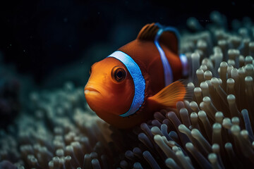 Naklejka na ściany i meble nemo clownfish in sea with coral colorful