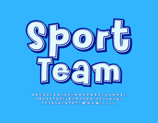 Vector playful emblem Sport Team. Funny creative Font. Modern Alphabet Letters and Numbers set.