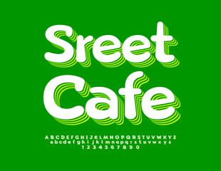 Vector advertising poster Street Cafe. Modern creative Font. Bright Alphabet Letters, Numbers and Symbols set