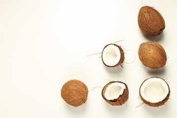 Composition for summer concept with coconut on white background