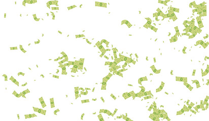 Fototapeta premium Green Cash Vector White Background. Fly Confetti