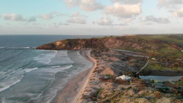 Snelling Beach in Kangaroo Island at sunset. Going down from the sky