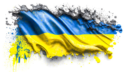 Wavy flag of Ukraine, a symbol of freedom, generative AI.