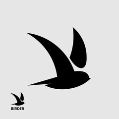 Black Silhouette Bird Fly Logo