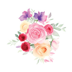Fototapeta na wymiar Watercolor flowers for design card, postcard, textile, flyer