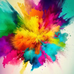 Background made with abstract watercolor colorful digital painting blurred color splash explosive empty coloring contoured art pattern rainbow powder white canvas cloud paint splatter Generative AI 