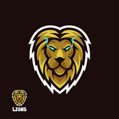 Gold Mascot Lion Logo