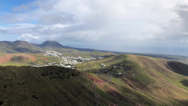 aerial panoramic view of haria Lanzarote island canary island spain 