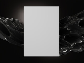 3D rendering of a template of a whirlpool of glassy gray waves behind the canvas
