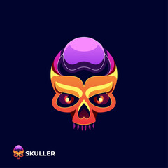 Orange and Purple Colorful Skull Logo