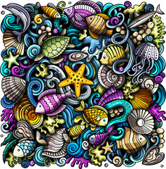 Fototapeta premium Underwater detailed cartoon illustration
