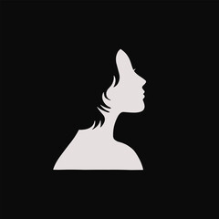 Portrait of beautiful women with a white hairstyle, female profile, isolated silhouette. Vector illustration