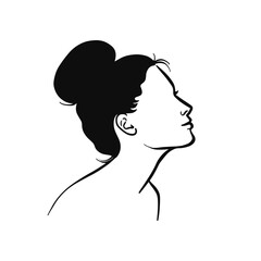 Woman Faceless Profile with evening hairstyle. Beautiful female head in profile. Vector illustration