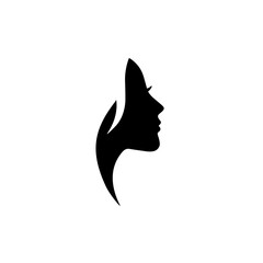 Portrait of beautiful women with a white hairstyle, female profile, isolated silhouette. Vector illustration