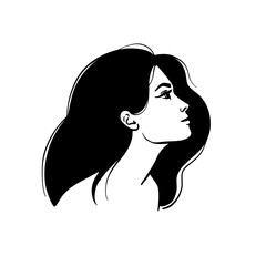 Woman Profile with loose hair hairstyle. Beautiful female head in profile. Vector illustration