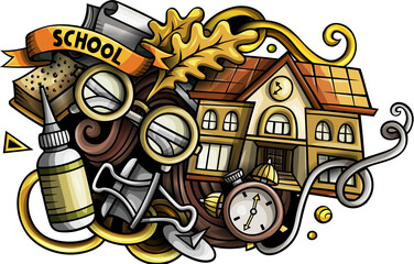 Back to School detailed cartoon illustration