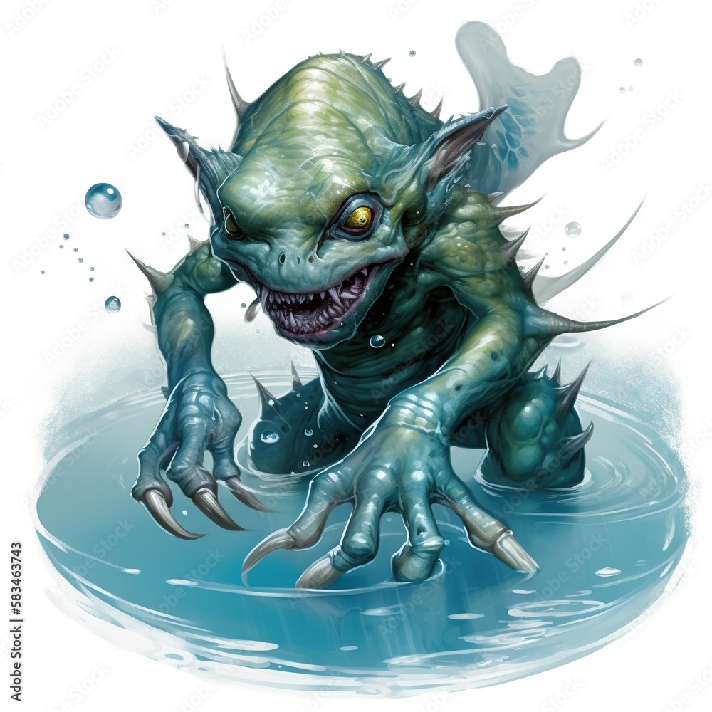 Wall mural fantasy rpg water goblin illustration, created with generative ai - Wall murals