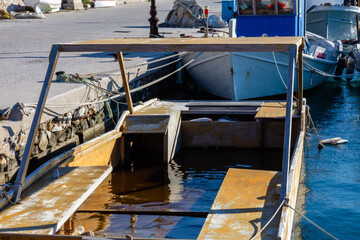 Fototapeta na wymiar old fishing boats in the harbor
