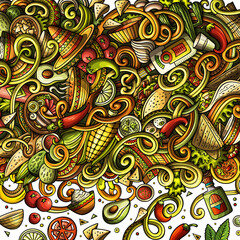 Mexican food detailed cartoon border illustration