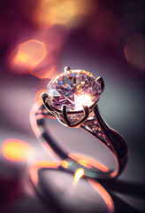 Beautiful Diamond Ring in Sunlight. AI Generated