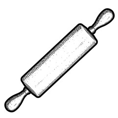 Hand drawn rolling pin Illustration for bakery logos, labels, badges or icons. Engraved style sketch