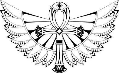 White Ankh with Wings