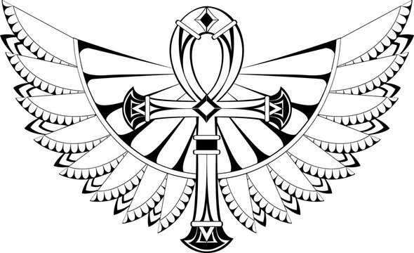 White Ankh with Wings