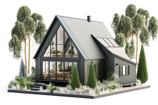 Contemporary home in the country stock photo Environment, generative AI