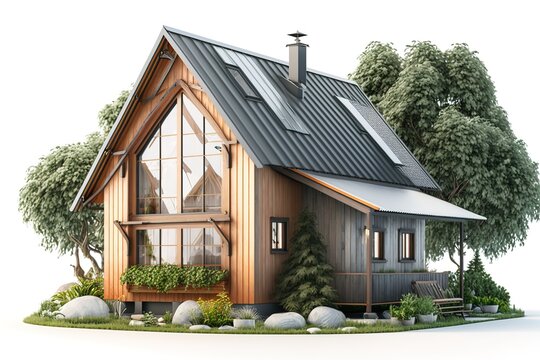 Contemporary home in the country stock photo Environment, generative AI