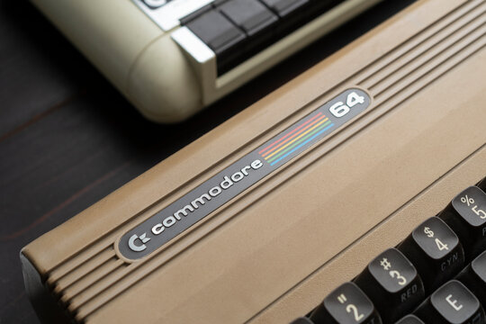 Detail of a Commodore 64 computer from the 1980s