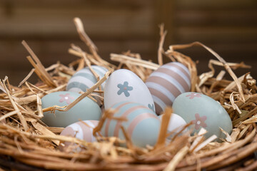 easter eggs in a nest