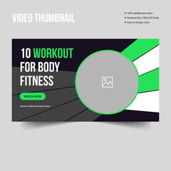 Youtube body fitness tips video thumbnail cover banner template, vector illustration eps 10 file format