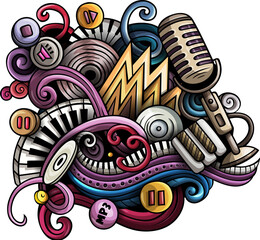Disco Music detailed cartoon illustration