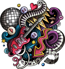 Obraz na płótnie Canvas Disco Music detailed cartoon illustration