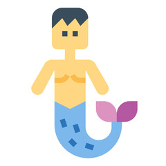 mermaid flat icon style