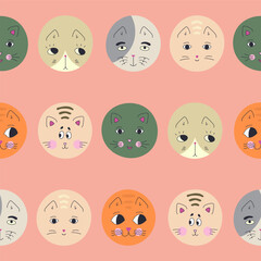 Obraz premium Funny cat face, abstract personage, mascot design, funny face, cute icon.