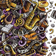 Naklejka premium Classic music detailed cartoon border illustration