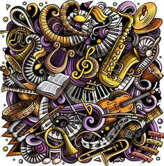 Classic music detailed cartoon illustration