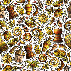 Naklejka premium Africa cartoon seamless pattern