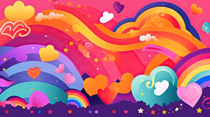 Rainbow Colors Pride Background Illustration AI Generative.