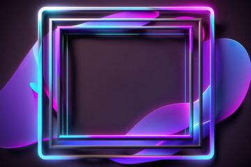 Neon glowing frame on flowing silk background 3d, GENERATIVE AI