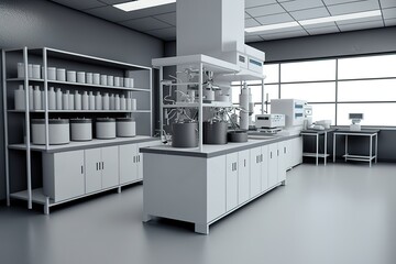 Empty scientific research lab room stylish interior, generative AI
