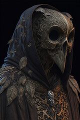 Obraz premium Wizard Wearing an Owl Mask Generative AI