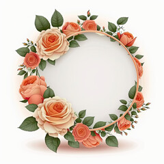 Natural Floral Empty Frame. Illustration AI Generative