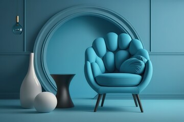 interior design of a living room with a chair in a empty house, generative AI
